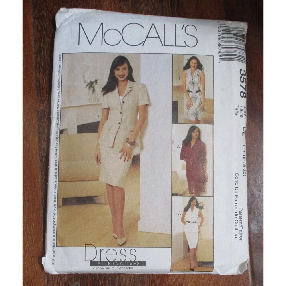 McCalls 3578 Miss/Petitite Shirt,Dresses, Jacket, Top, Skirt Size 14, 16, 18, 20
